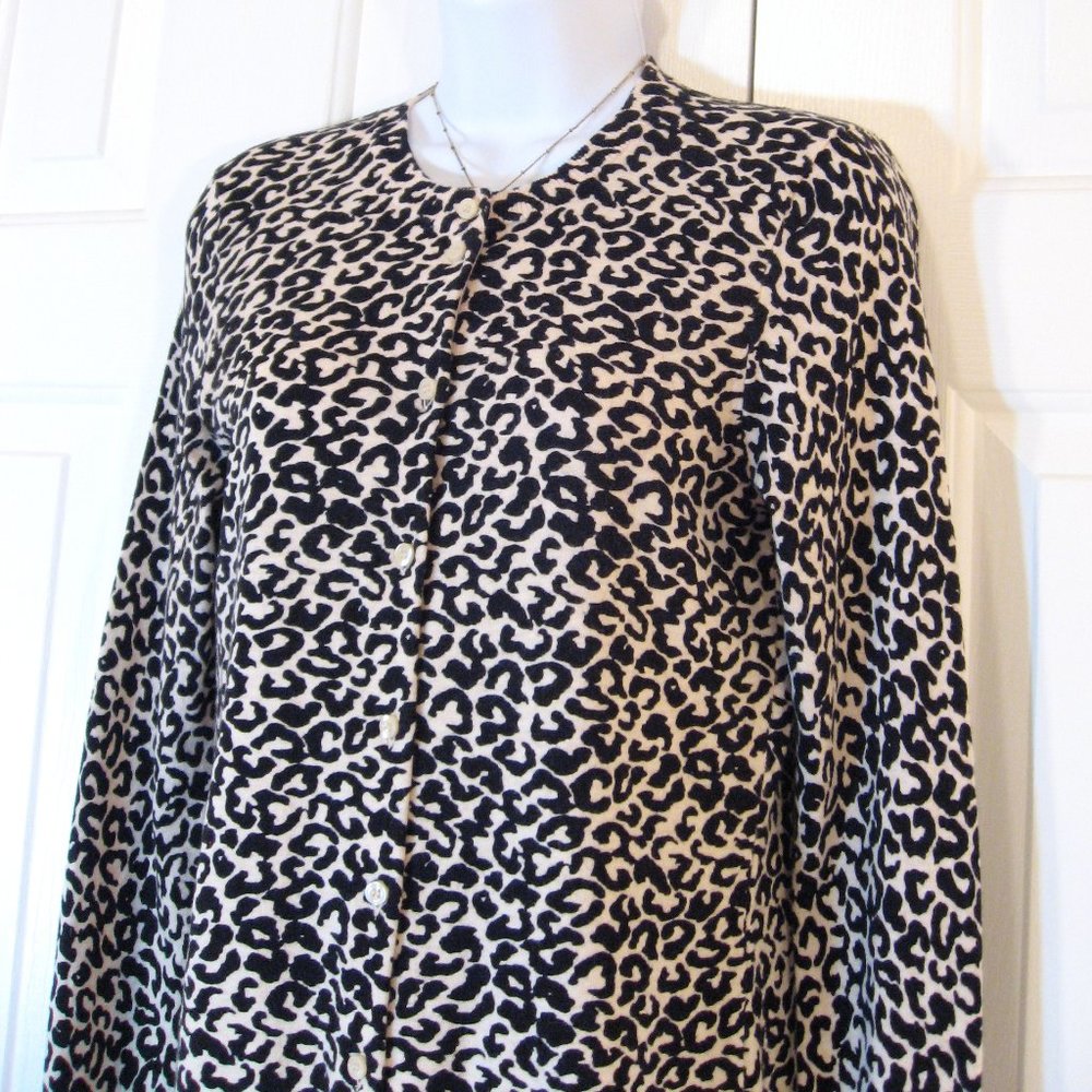 J. Crew | 'Caryn' Animal Printed Cotton Cardigan - Picture 4 of 9